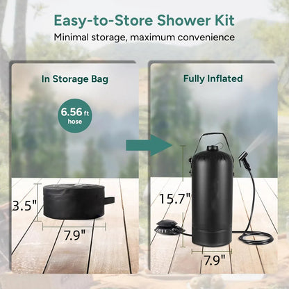 Portable Camping Shower, Leak Proof 3 Gallon Camping Shower with Foot Pump, Pressure Camping Shower Bag with Storage Bag,Easy Set up Large Water Inlet Outdoor Shower for Camping Beach Hiking Climbing