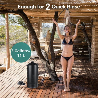 Portable Camping Shower, Leak Proof 3 Gallon Camping Shower with Foot Pump, Pressure Camping Shower Bag with Storage Bag,Easy Set up Large Water Inlet Outdoor Shower for Camping Beach Hiking Climbing