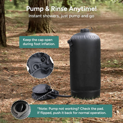 Portable Camping Shower, Leak Proof 3 Gallon Camping Shower with Foot Pump, Pressure Camping Shower Bag with Storage Bag,Easy Set up Large Water Inlet Outdoor Shower for Camping Beach Hiking Climbing