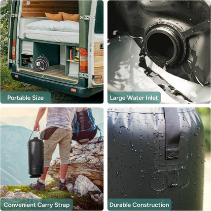 Portable Camping Shower, Leak Proof 3 Gallon Camping Shower with Foot Pump, Pressure Camping Shower Bag with Storage Bag,Easy Set up Large Water Inlet Outdoor Shower for Camping Beach Hiking Climbing