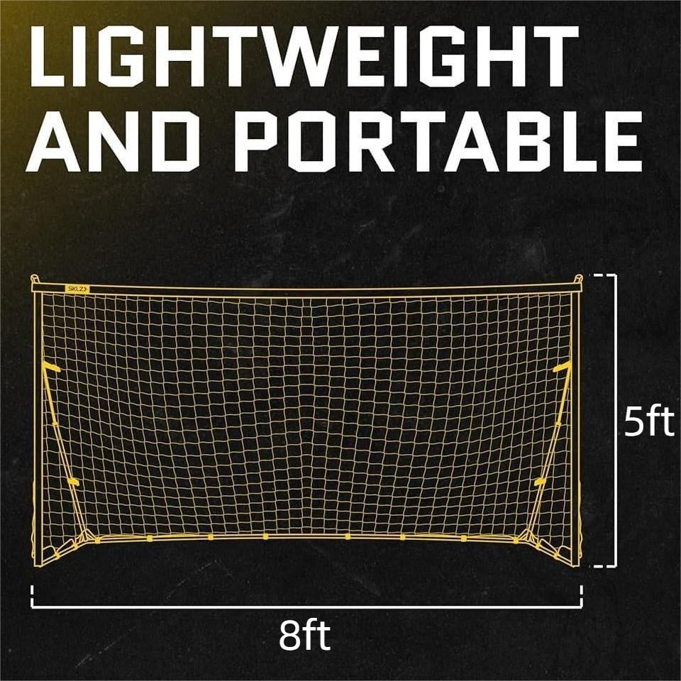 Eotvia Soccer Goals for Backyard, Portable 8 Ft. x 5 Ft. Soccer Goal Net for Kids Adults, Folding Soccer Goal with Carry Bag, Football Soccer Training Equipment Includes 4 Ground Stakes, Steel Frame
