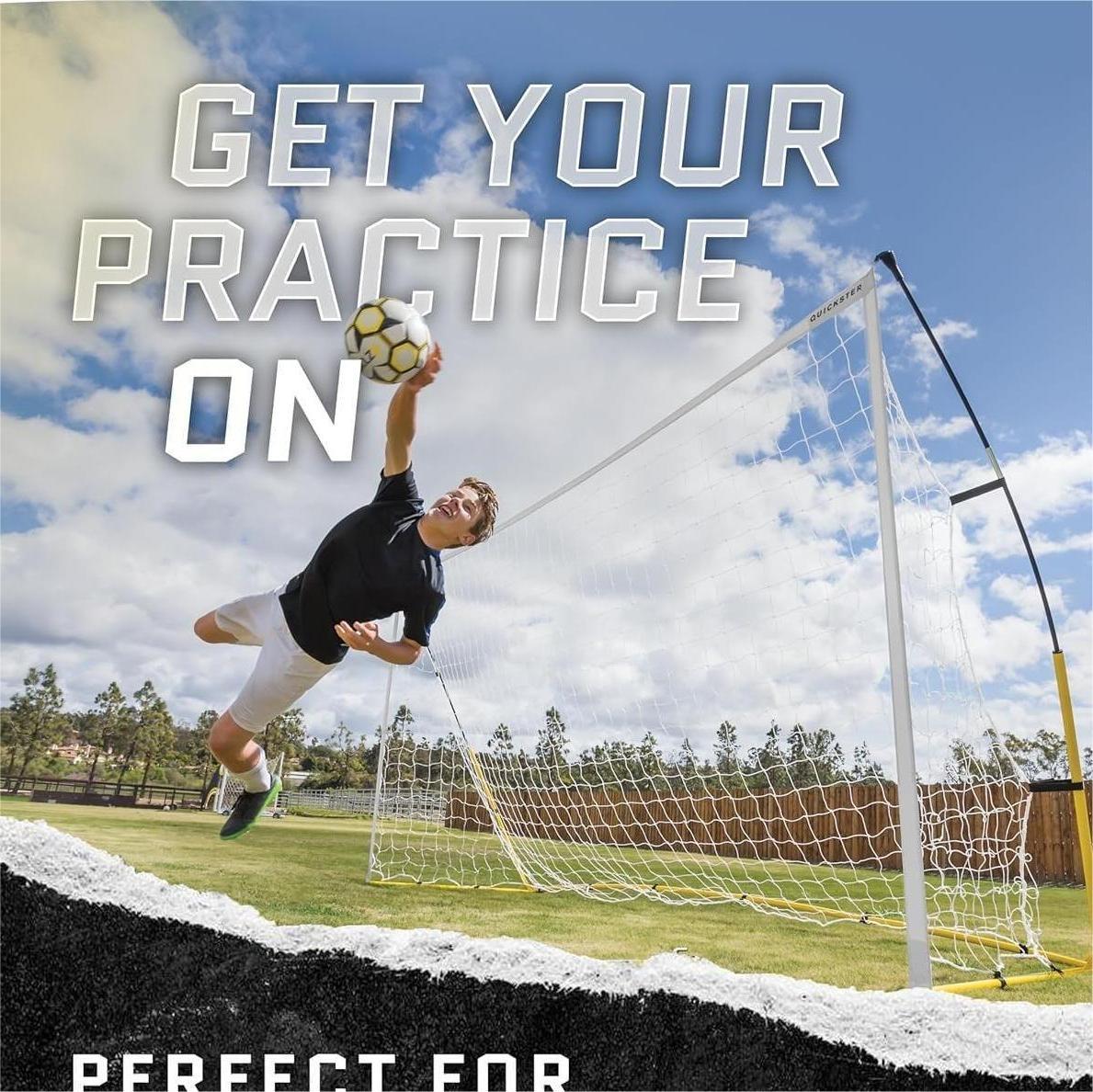 Eotvia Soccer Goals for Backyard, Portable 8 Ft. x 5 Ft. Soccer Goal Net for Kids Adults, Folding Soccer Goal with Carry Bag, Football Soccer Training Equipment Includes 4 Ground Stakes, Steel Frame