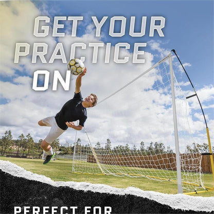 Eotvia Soccer Goals for Backyard, Portable 8 Ft. x 5 Ft. Soccer Goal Net for Kids Adults, Folding Soccer Goal with Carry Bag, Football Soccer Training Equipment Includes 4 Ground Stakes, Steel Frame
