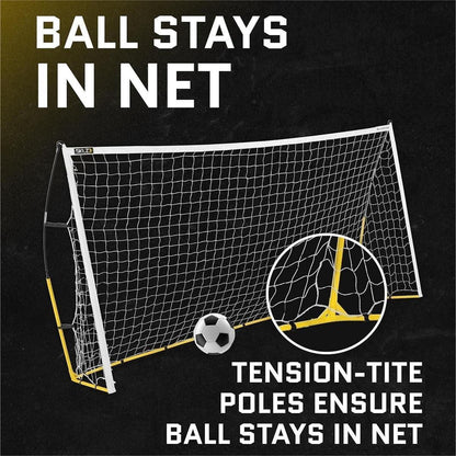 Eotvia Soccer Goals for Backyard, Portable 8 Ft. x 5 Ft. Soccer Goal Net for Kids Adults, Folding Soccer Goal with Carry Bag, Football Soccer Training Equipment Includes 4 Ground Stakes, Steel Frame