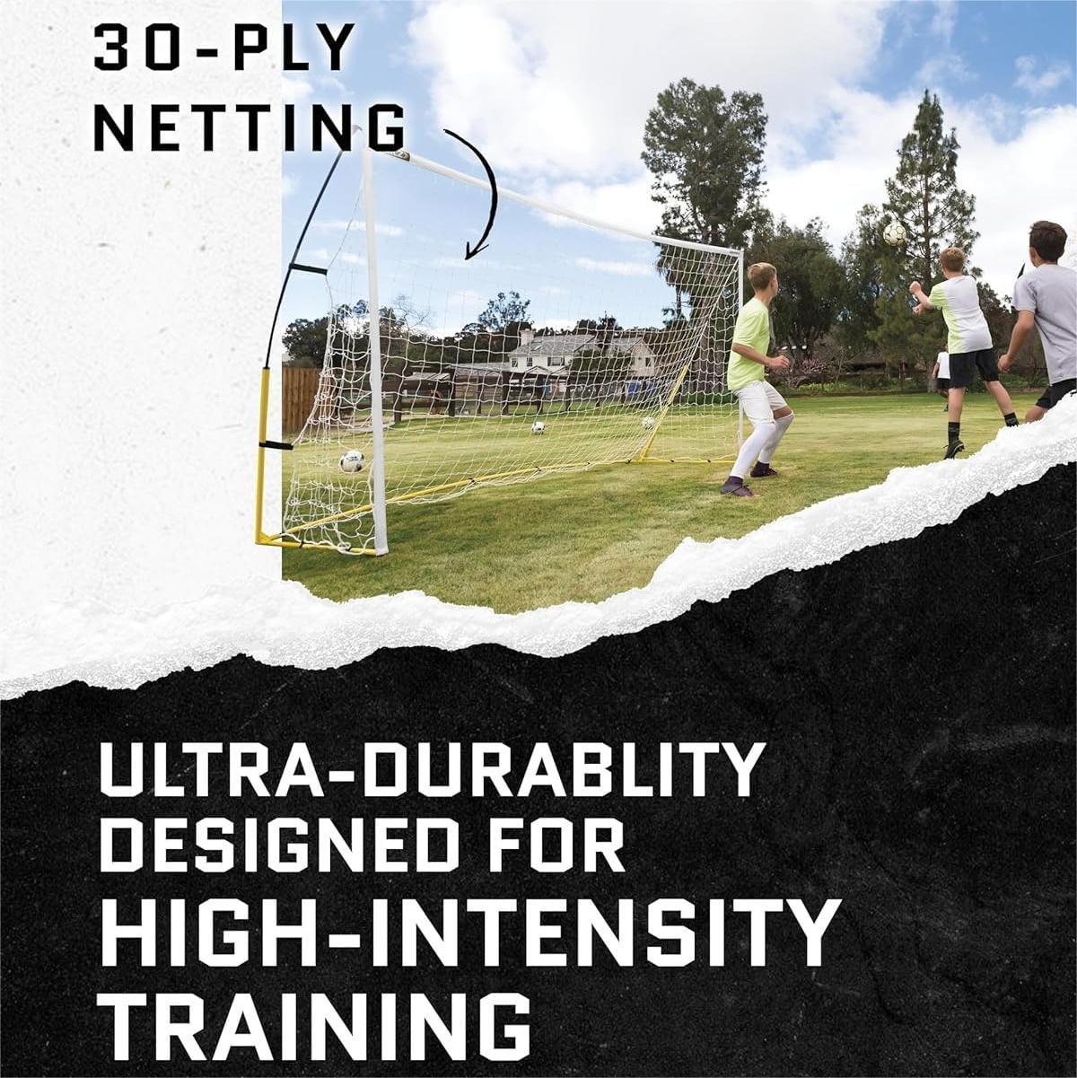 Eotvia Soccer Goals for Backyard, Portable 8 Ft. x 5 Ft. Soccer Goal Net for Kids Adults, Folding Soccer Goal with Carry Bag, Football Soccer Training Equipment Includes 4 Ground Stakes, Steel Frame