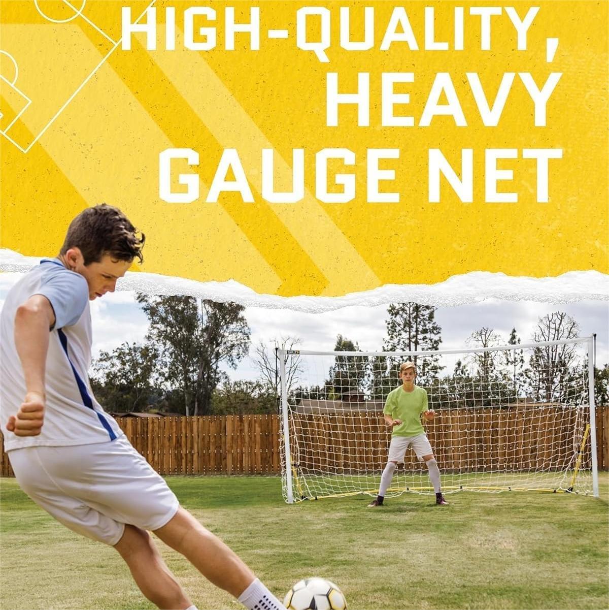 Eotvia Soccer Goals for Backyard, Portable 8 Ft. x 5 Ft. Soccer Goal Net for Kids Adults, Folding Soccer Goal with Carry Bag, Football Soccer Training Equipment Includes 4 Ground Stakes, Steel Frame